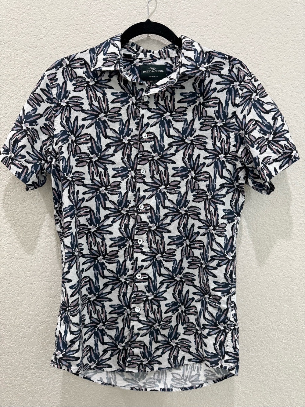 Rodd & Gunn LP6217 Gunmetal Linen Cotton Floral Shirt Men’s Large Sports Fit
